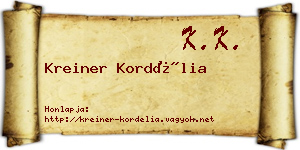 Kreiner Kordélia névjegykártya